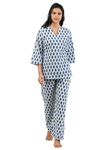 Cornflower Blue Printed Pajama Set