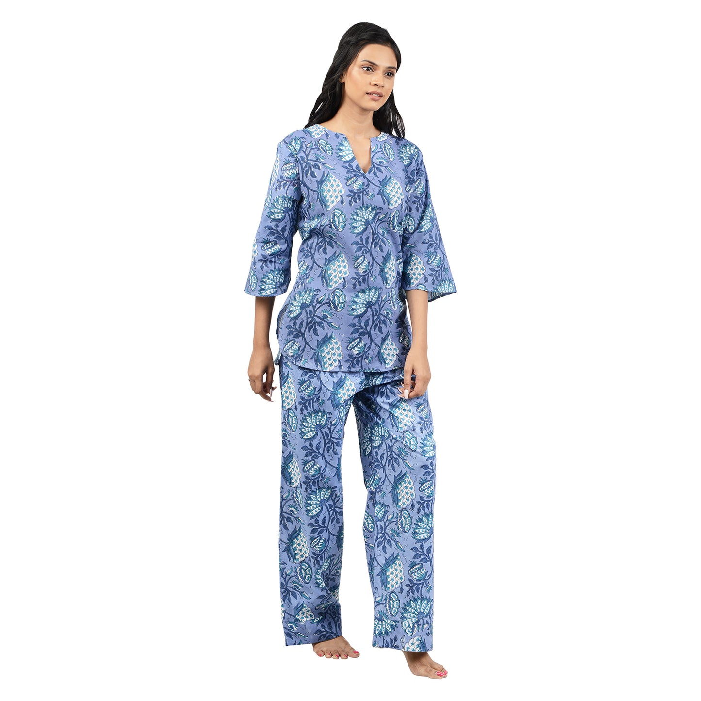 Midnight Bloom Printed Pajama Set