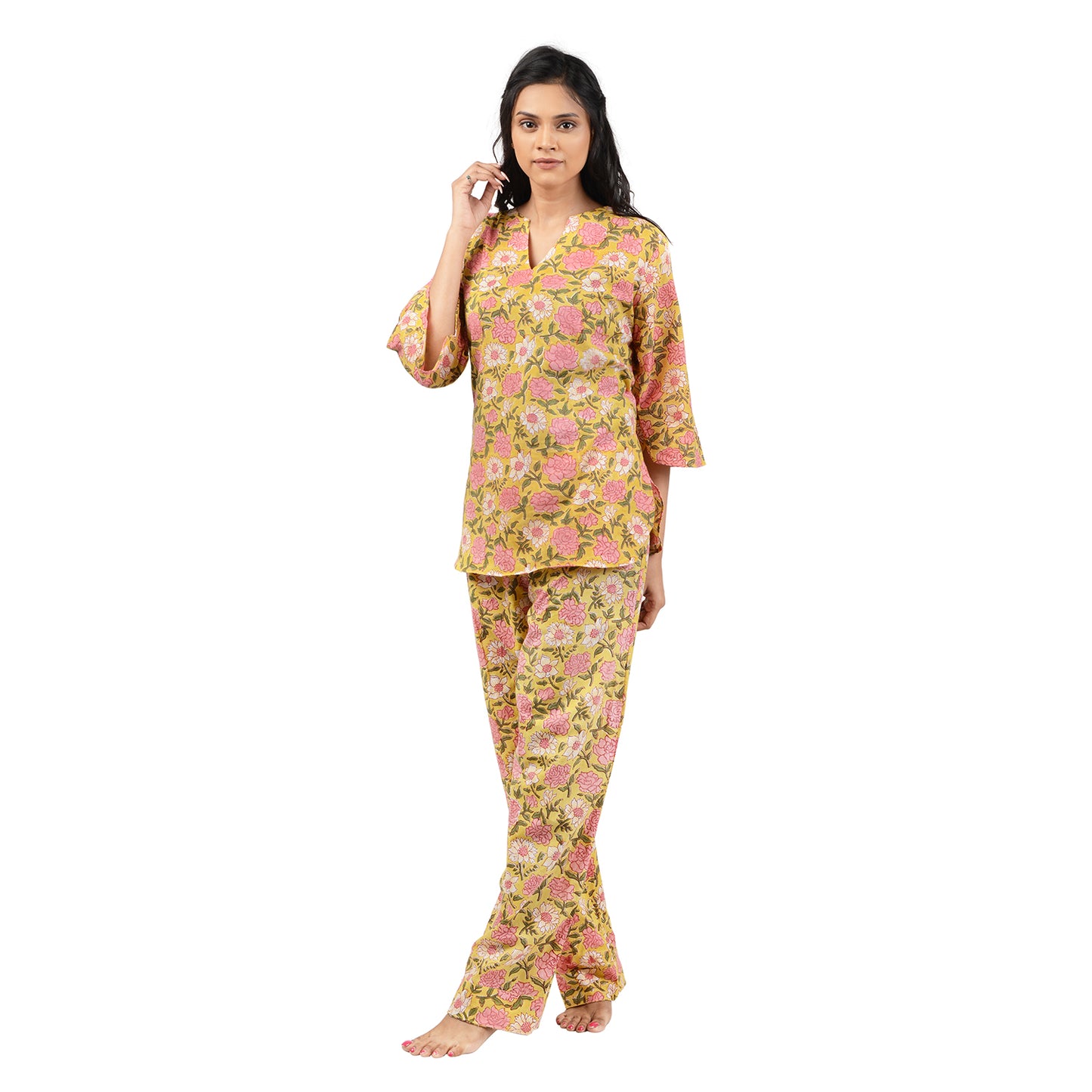 Spring Garden Printed Pajama Set