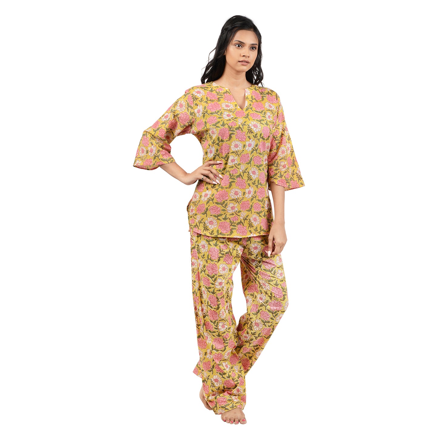 Spring Garden Printed Pajama Set