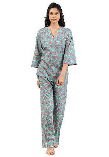 Peoney Parade Printed Pajama Set