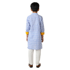 Blue And Orange Tile Boys Kurta