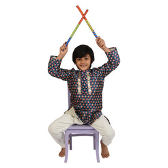 Royal Blue Geometric Print Tussar Silk kurta Set