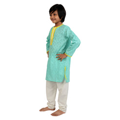 Aqua Motif Woven Cotton Kurta Set