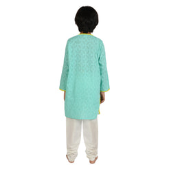 Aqua Motif Woven Cotton Kurta Set