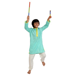 Aqua Motif Woven Cotton Kurta Set
