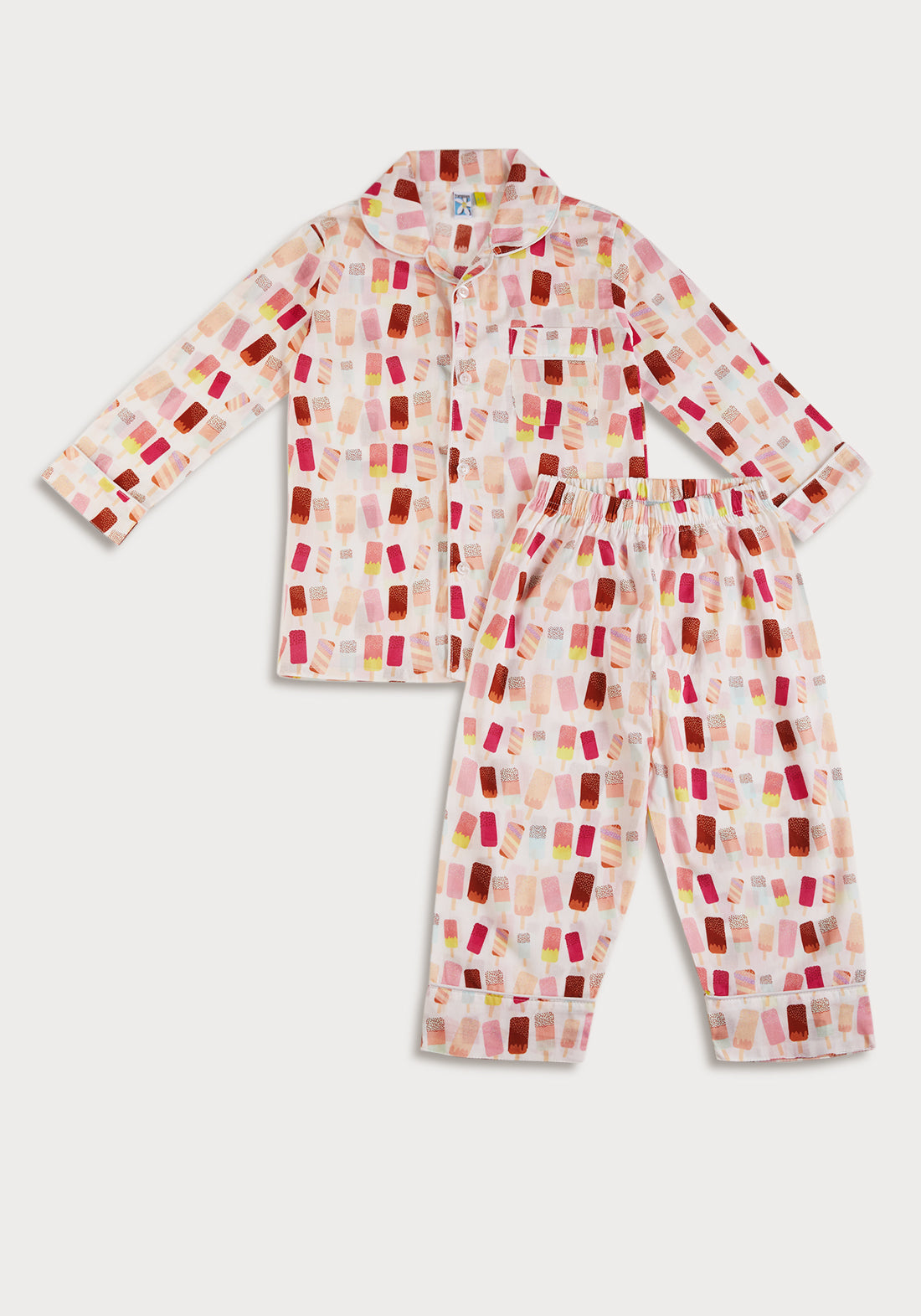 Popsicle Dreams Print Collared Night Wear Set
