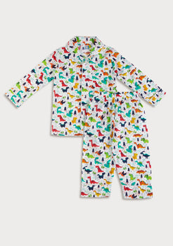 Dinosaur Domination Print Collared Night Wear Set