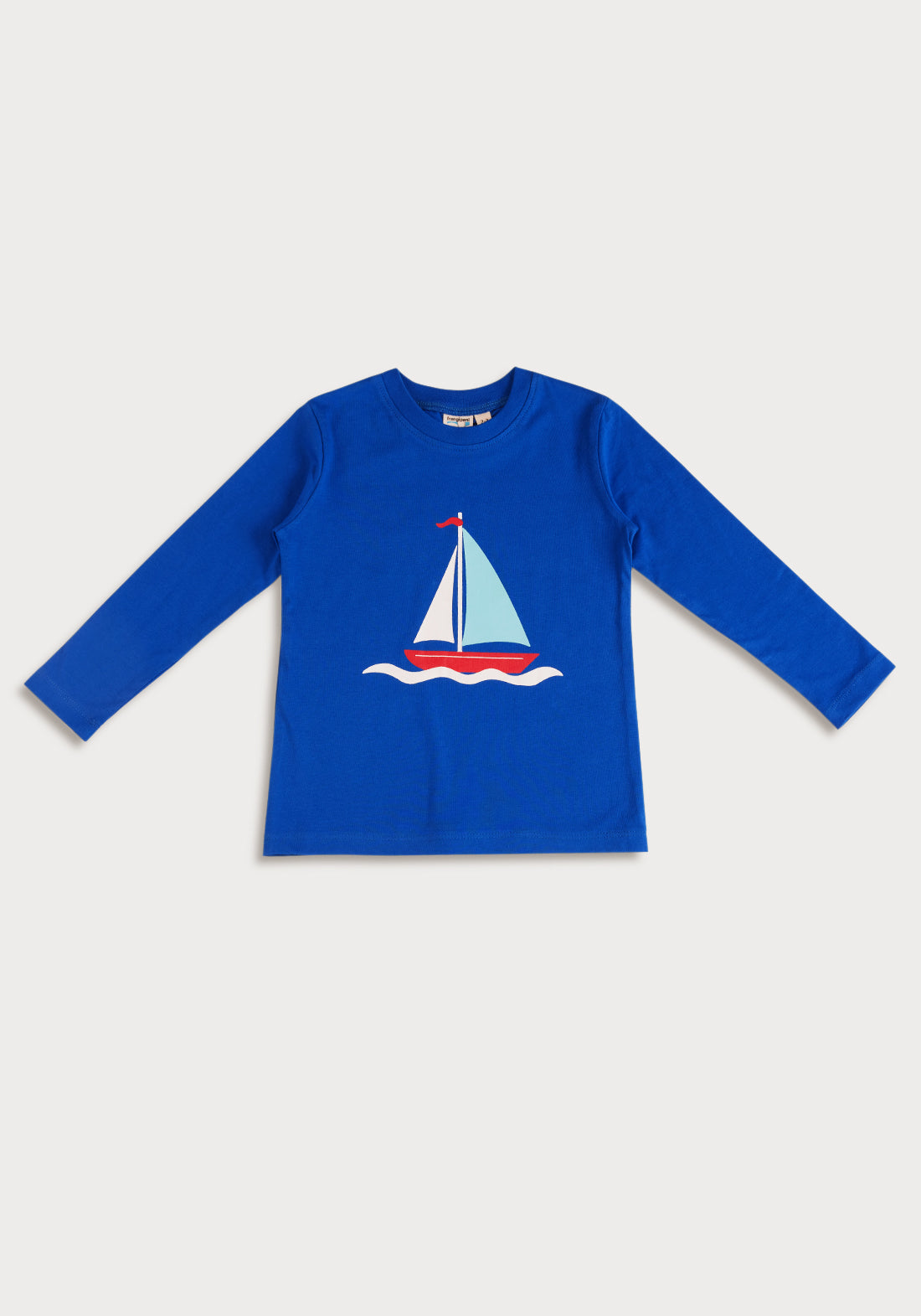 SOLID BLUE WITH BOAT PLACEMENT PRINT TEE