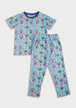 MULTICOLOR FAIRIES PRINT SHORT SLEEVE PAJAMA SET