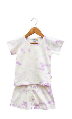 Lavender Splash Tie Dye Play Suit Night Wear Set