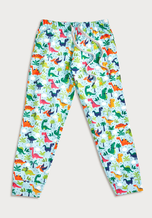 RED, GREEN AND BLUE DINOSAUR PRINT KNITTED PANTS