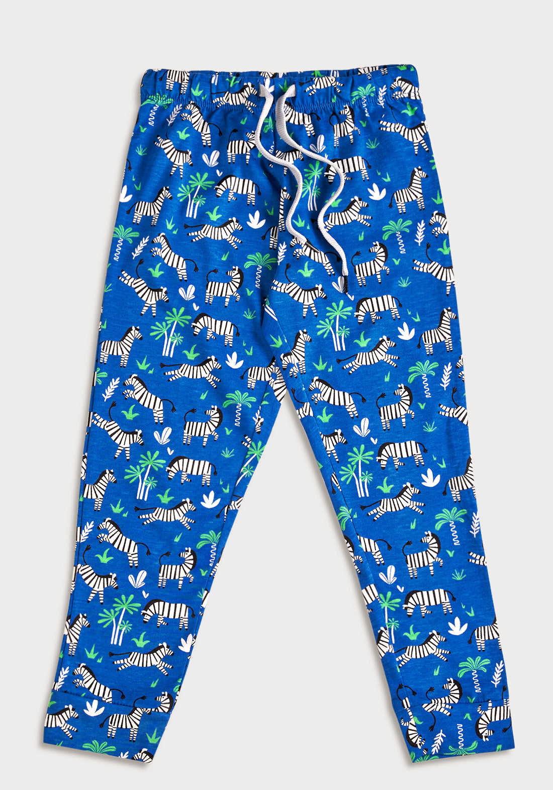 GREEN AND BLUE ZEBRA PRINT KNITTED PANTS