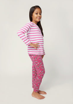 PINK, BLACK AND WHITE ZEBRA PRINT Tee+Tights Set