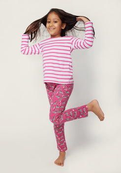 PINK, BLACK AND WHITE ZEBRA PRINT Tee+Tights Set