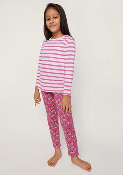 PINK, BLACK AND WHITE ZEBRA PRINT Tee+Tights Set