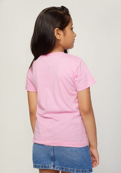 PINK AND MULTICOLOR FAIRY PLACEMENT PRINT Short Sleeve Tee