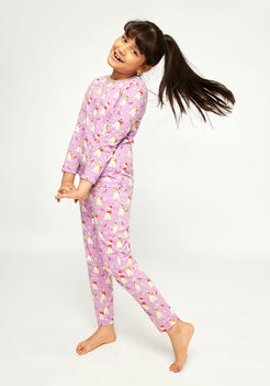 LILAC, WHITE AND RED POLAR BEAR PRINT LONG SLEEVE PAJAMA SET