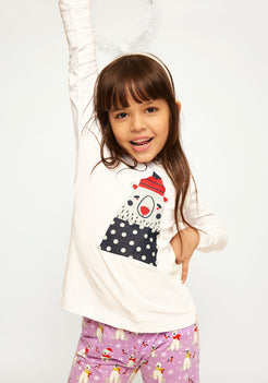 LILAC, WHITE AND RED POLAR BEAR PRINT Tees + Track Pants