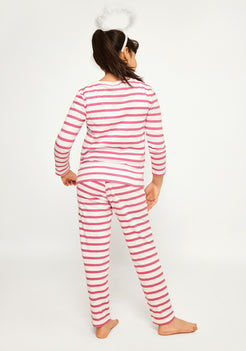 STRIPE AND FLAMINGO PRINT LONG SLEEVE PAJAMA SET