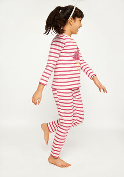 STRIPE AND FLAMINGO PRINT LONG SLEEVE PAJAMA SET