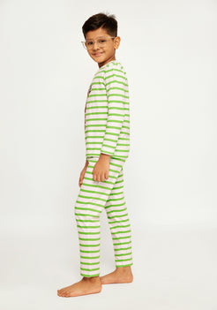 STRIPE  AND GIRAFFE PRINT LONG SLEEVE PAJAMA SET