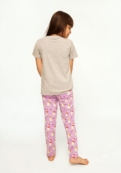 LILAC, WHITE AND RED POLAR BEAR PRINT Tee+Tights Set