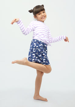 Stripe T-shirt with Multicolor Unicorn Printed skirt co-ord Set