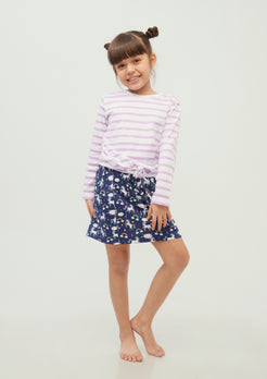 Stripe T-shirt with Multicolor Unicorn Printed skirt co-ord Set