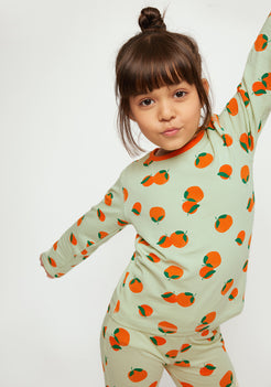 Orange Zest Print Collared Night Wear Set
