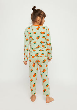 Orange Zest Print Collared Night Wear Set
