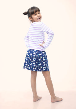 Stripe T-shirt with Multicolor Unicorn Printed skirt co-ord Set