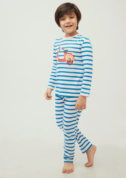 STRIPE AND SCOOTER PRINT LONG SLEEVE PAJAMA SET