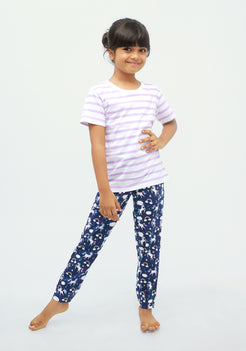 BLUE AND MULTICOLOR UNICORN PRINT Tee+Tights Set