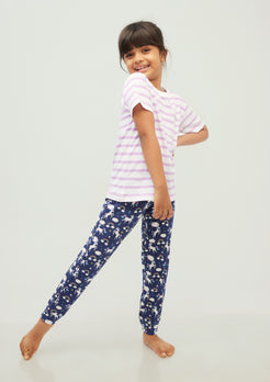 BLUE AND MULTICOLOR UNICORN PRINT Tee+Tights Set