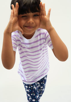 BLUE AND MULTICOLOR UNICORN PRINT Tee+Tights Set