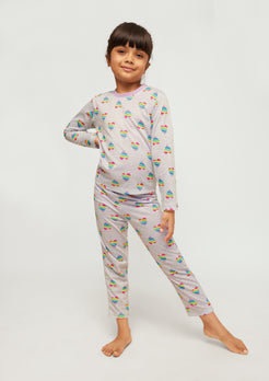 Hearts on My Sleeve Print Collared Night Wear Set