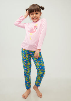 BLUE, YELLOW AND GREEN SAFARI PRINT Tees + Track Pants