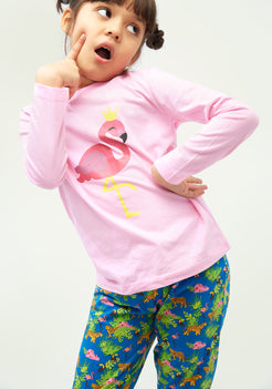 BLUE, YELLOW AND GREEN SAFARI PRINT Tees + Track Pants