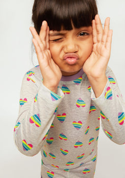 Hearts on My Sleeve Print Collared Night Wear Set