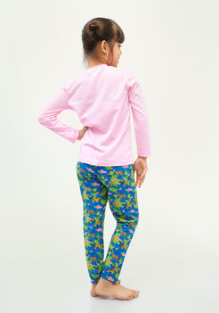 BLUE, YELLOW AND GREEN SAFARI PRINT Tees + Track Pants