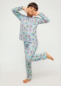 MULTICOLOR FAIRY PRINT LONG SLEEVE PAJAMA SET