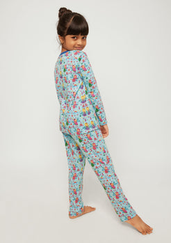 MULTICOLOR FAIRY PRINT LONG SLEEVE PAJAMA SET