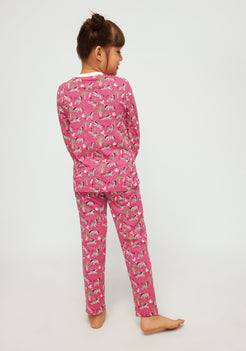 PINK, WHITE AND BLACK ZEBRA PRINT LONG SLEEVE PAJAMA SET