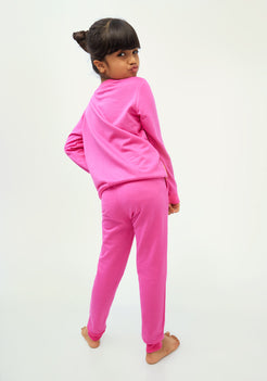 Hot Pink Terry Sweatshirt with Leopard Print