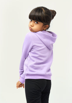 Lilac Fleece Hoodie with Rainbow Print
