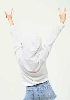 White Terry Hoodie with Unicorn Print