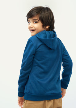 Royal Blue Fleece Hoodie with Tractor Print