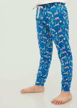 GREEN AND BLUE ZEBRA PRINT KNITTED PANTS