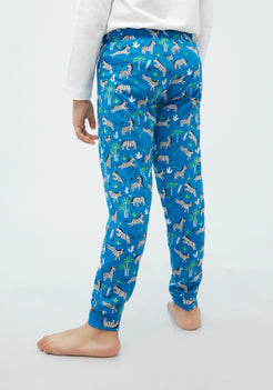 GREEN AND BLUE ZEBRA PRINT KNITTED PANTS